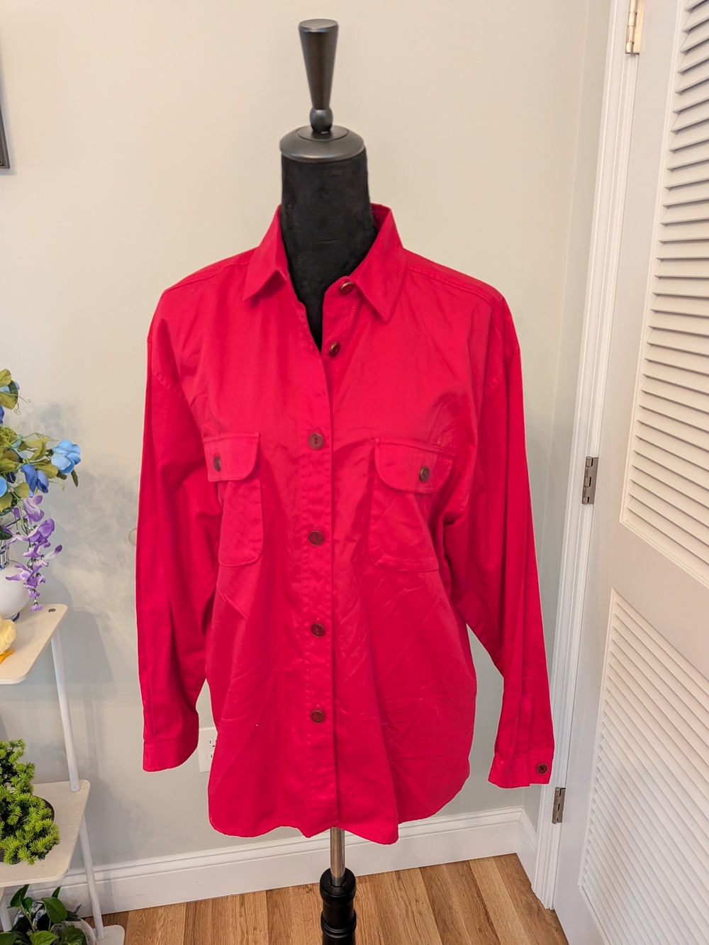 Red Button-Up Shirt Women's Size 12